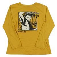 Okrové triko s klukem Primark