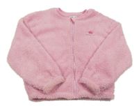 Růžová chlupatá propínací mikina s korunkou Sinsay