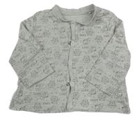 Světlešedá melírovaná propínací lehká mikina se zvířaty Topomini