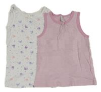 2x košilka - růžovo-bílá pruhovaná + bílá s Minnie a hvězdami