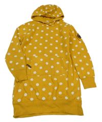 Hořčicové puntíkaté teplákové šaty s kapucí Yigga