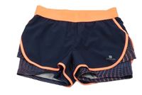 Tmavomodré šusťákové funkční kraťasy s všitými elastickými Domyos