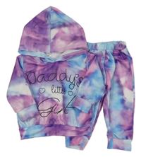 2set - Modro-fialová batikovaná mikina s nápisem a kapucí + tepláky