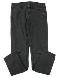 Antracitové skinny rifle s prošoupáním a cvočky Y.F.K.