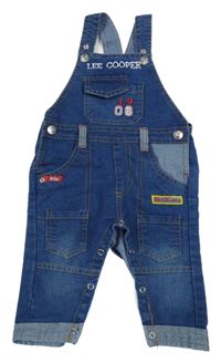 Modré laclové rifle s nápisem a nášivkami Lee Cooper
