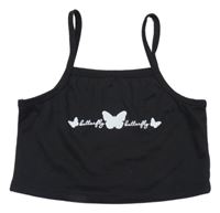 Černý crop top s motýly Shein