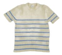 Smetanovo-světlemodré pruhované žebrované pletené tričko Primark