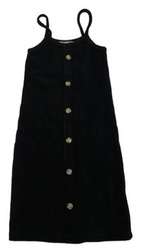 Černé manšestrové šaty s knoflíky Denim Co.