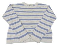 Bílo-modrý pruhovaný perforovaný svetr H&M