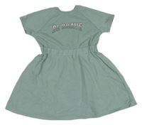 Zelenošedé teplákové šaty s nápisem Primark