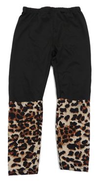 Černo-béžovo-hnědé legíny s leopardím vzorem Shein