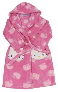 Růžový chlupatý župan s Hello Kitty a kapucí M&S