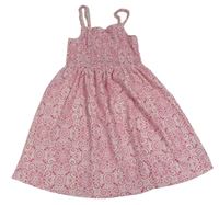 Bílo-růžové vzorované lehké šaty se žabičkováním Primark