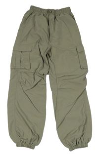 Khaki šusťákové cuff kalhoty Primark
