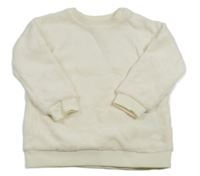 Smetanová plyšová mikina se srdíčky zn. H&M