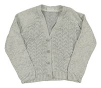 Šedo-bílý vzorovaný propínací svetr F&F