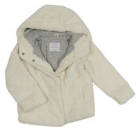 Bílá chlupatá podšitá bunda s kapucí Primark