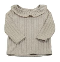 Světlebéžové pletené žebrované triko s volánkem Primark