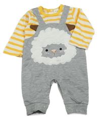 Šedo-pruhovaný overal s ovcí 