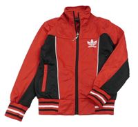 Červeno-černá sportovní propínací mikina s logem - Adidas