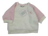 Nové - bílo-růžová chlupatá mikina Ergee