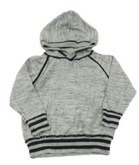 Šedý melírovaný lehký svetr s kapucí H&M