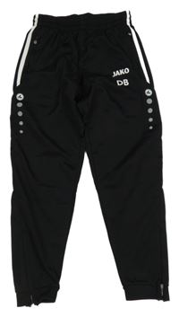 Černé sportovní tepláky s bílým pruhem a logem jako