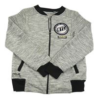 Šedá melírovaná propínací mikina s nášivkou Chapter young