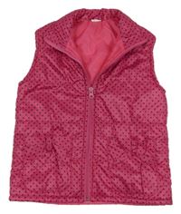 Růžová puntíkatá šusťáková zateplená vesta 