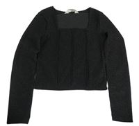 Černé třpytivé crop triko H&M