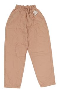 Nové - starorůžové plátěné paperbag kalhoty Pep&Co