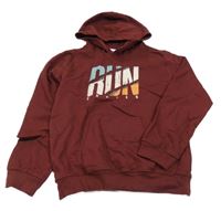 Vínová mikina s nápisem a kapucí 