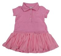 Růžové šaty s volánkem a límečkem 