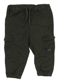 Tmavozelené plátěné cuff kalhoty s kapsami Name it