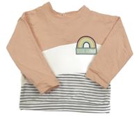 Růžovo-bílo-modrá mikina s duhou M&S