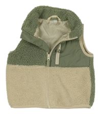 Zeleno-smetanová huňatá podšitá vesta H&M