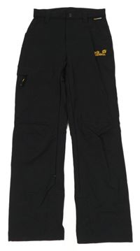Černé šusťákové outdoorové kalhoty Jack Wolfskin