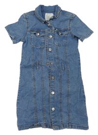 Modré riflové propínací šaty s kapsami Denim Co.