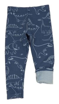 Tmavomodré thermo legíny s dinosaury F&F