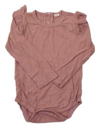 Starorůžové žebrované body s volánky 