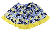 Bílo-modro-žlutá květovaná plátěná sukně zn. Mothercare