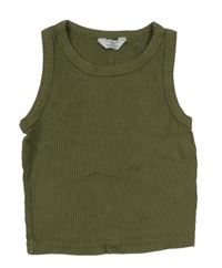 Khaki žebrovaný crop top Primark