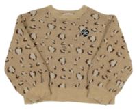 Béžovo-hnědý svetr s leopardím vzorem 