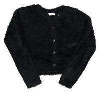 Černý kožešinový propínací crop svetr Next