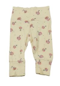 Béžové žebrované květované tepláky Ergee