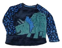 Tmavomodrá plyšová mikina s dinem Nutmeg