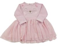 Růžové teplákové šaty s čumákem a tylovou sukní Topomini