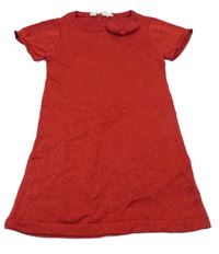 Červené třpytivé svetrové šaty s mašlí H&M