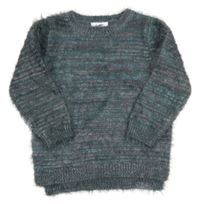 Šedo-růžovo-modrý chlupatý svetr Topolino