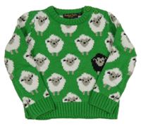 Zelený svetr s ovečkami 
